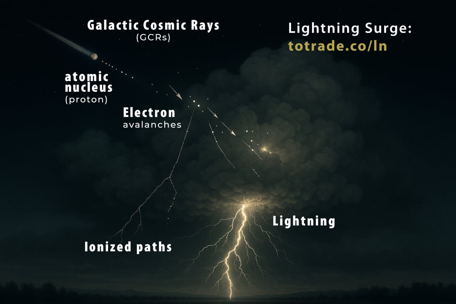 Lightning spikes by GCRs surge