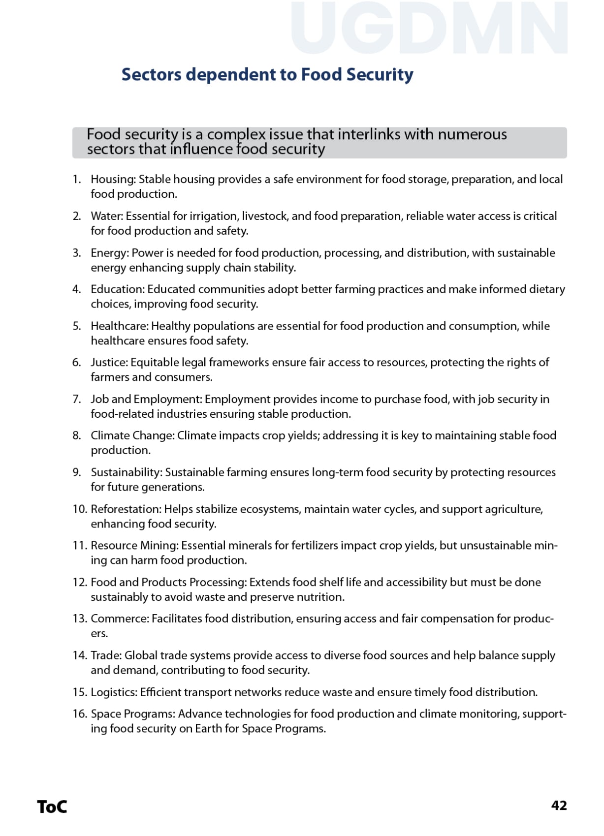Food Security Dependencies