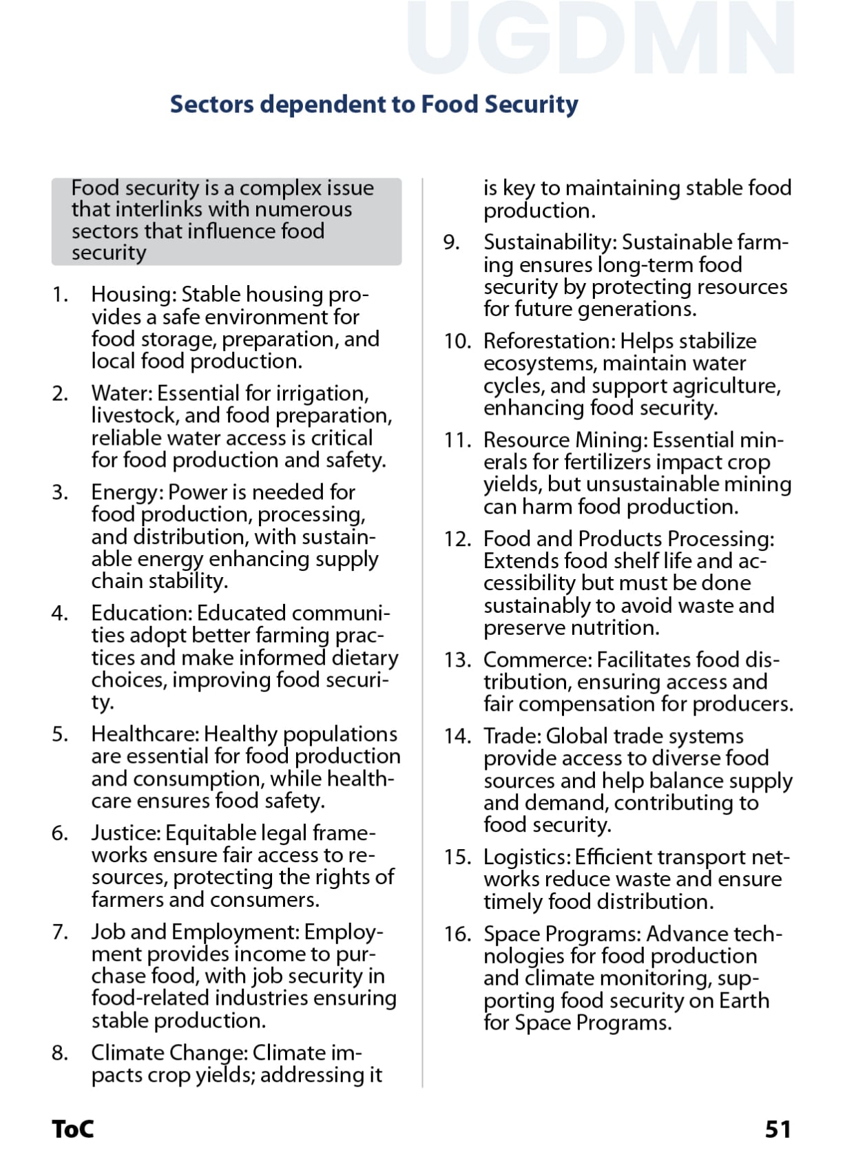Food Security Dependencies