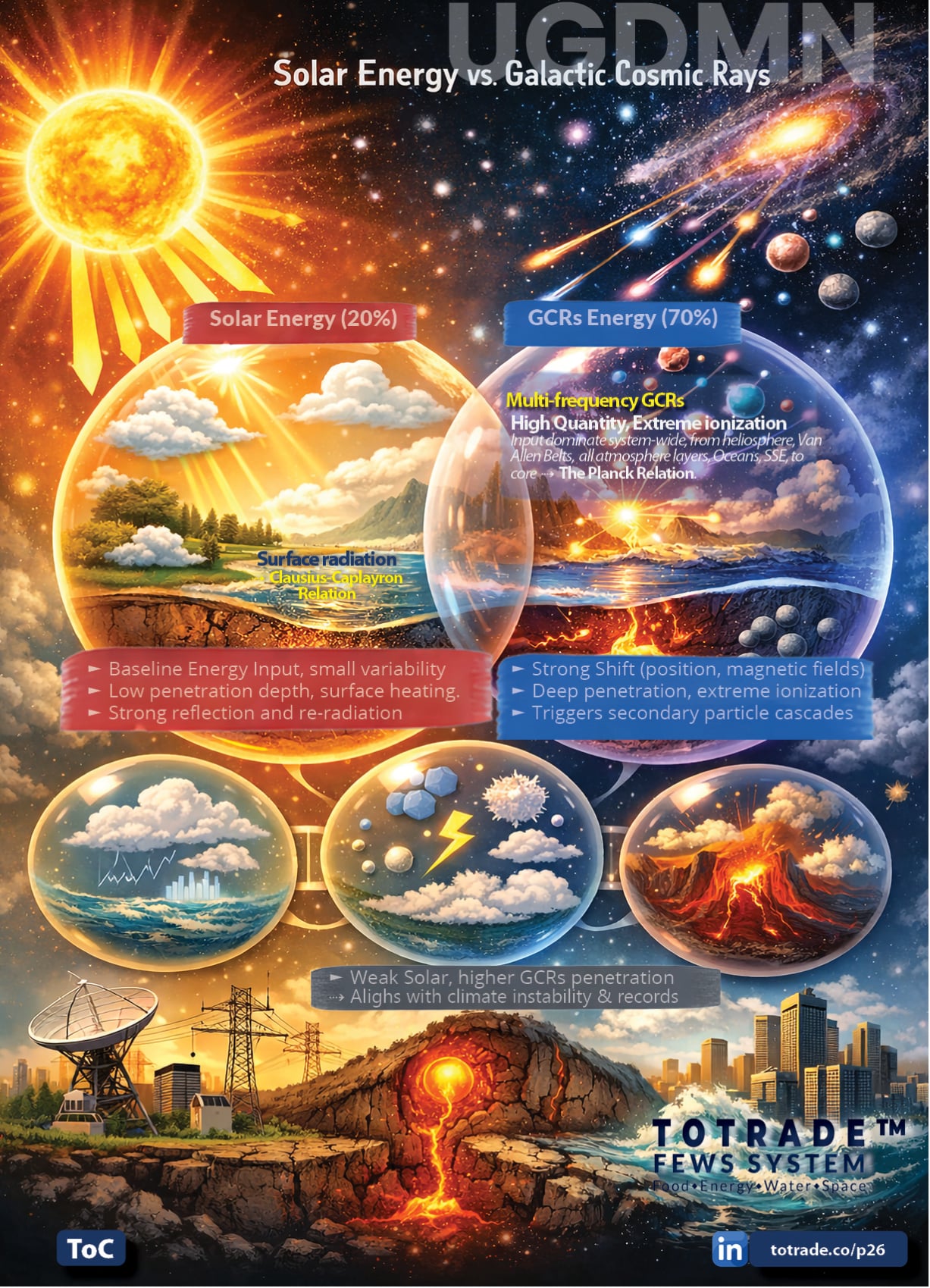 Solar Energy vs Galactic Cosmic Rays