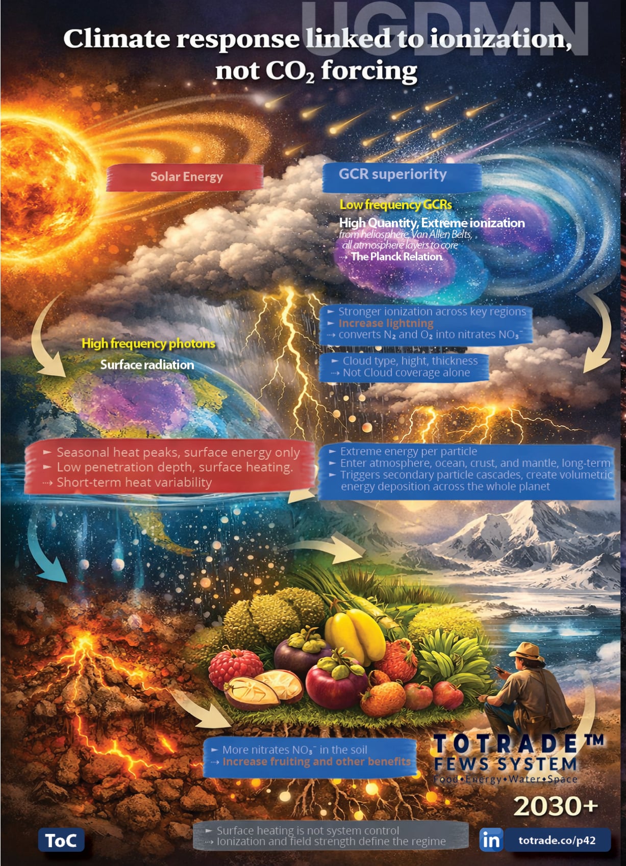 Climate response linked to ionization, not CO2 forcing