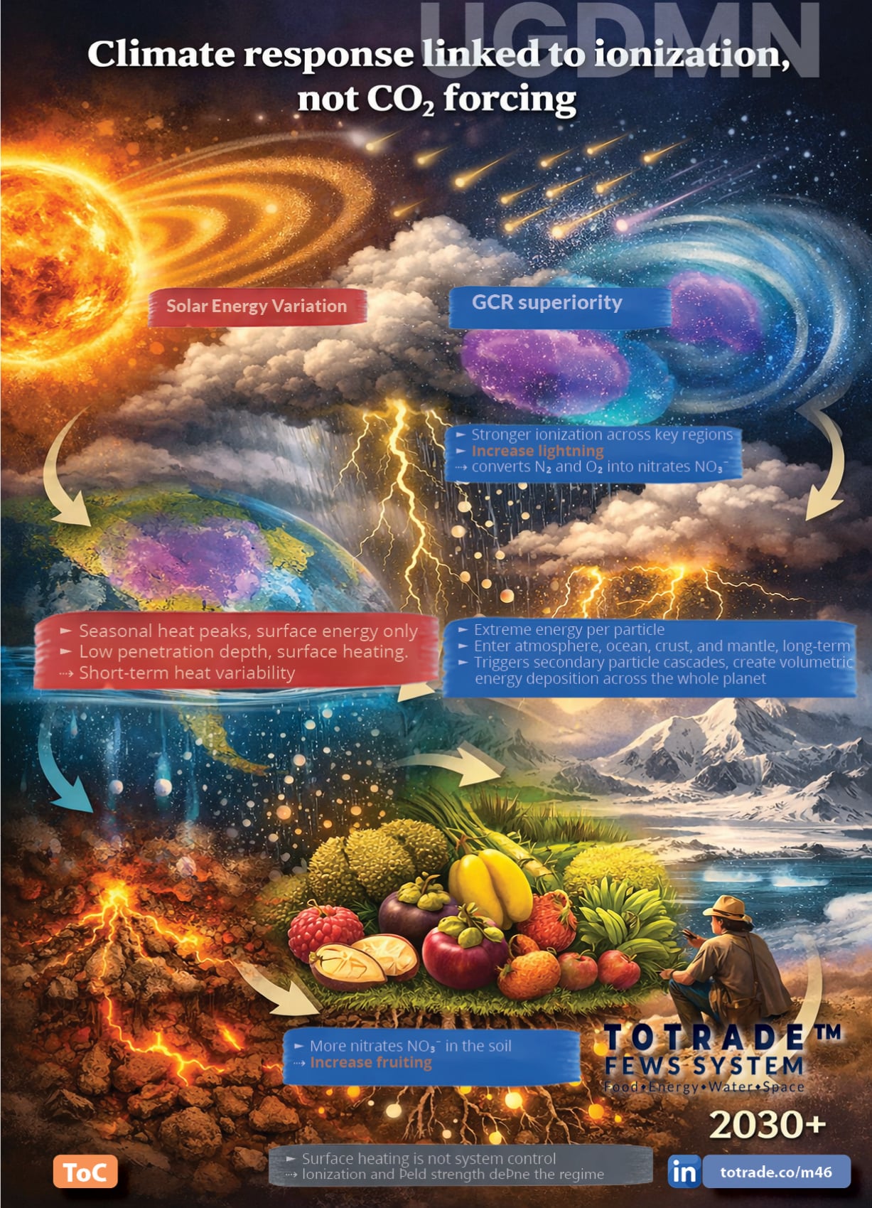 Climate response linked to ionization, not CO2 forcing