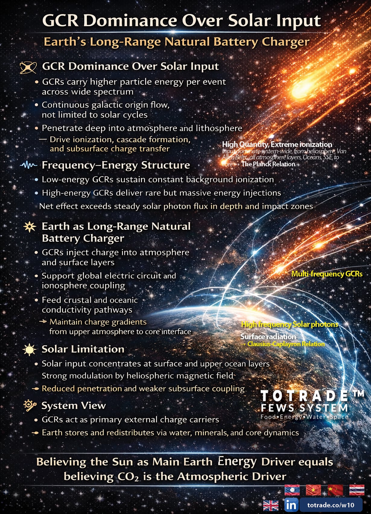 Galactic Cosmic Rays Outperform Solar Input in Depth, Ionisation, and Impact