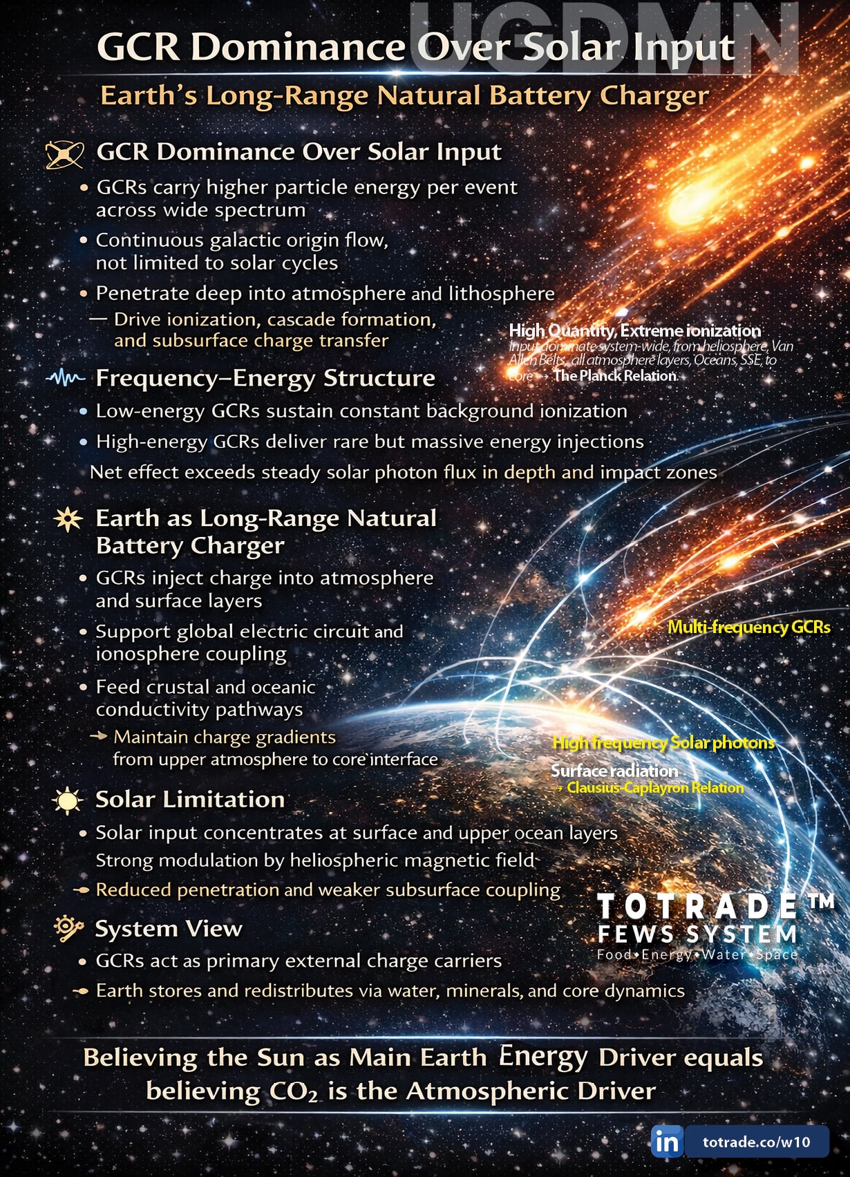 Galactic Cosmic Rays Outperform Solar Input in Depth, Ionisation, and Impact