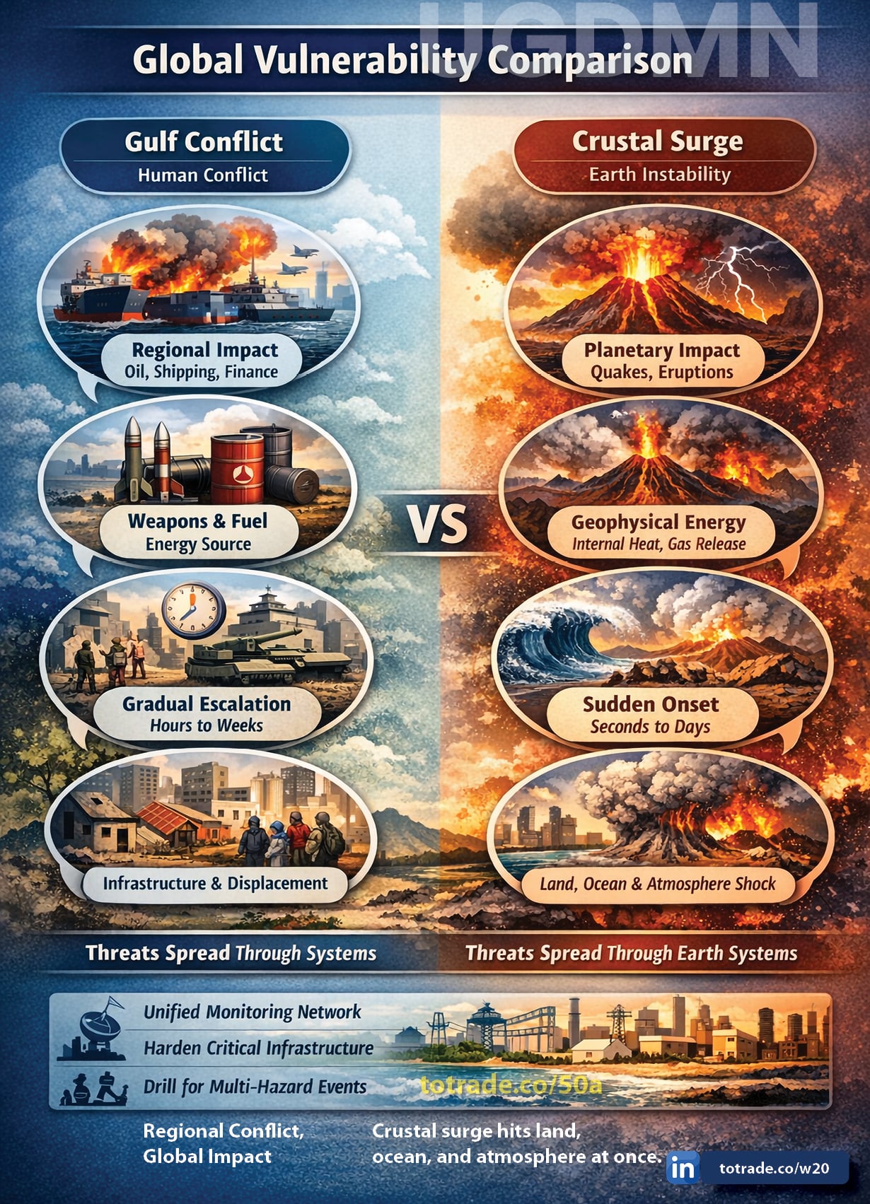 Gulf Conflict Is Regional. Crustal Surge Is Planetary. Both Demand Response