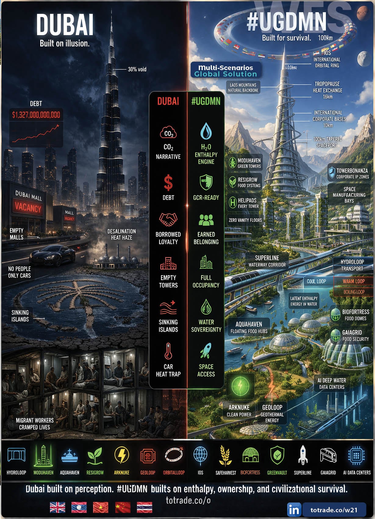 Dubai Built on Perception. UGDMN Built on Enthalpy, Ownership, and Civilisational Survival