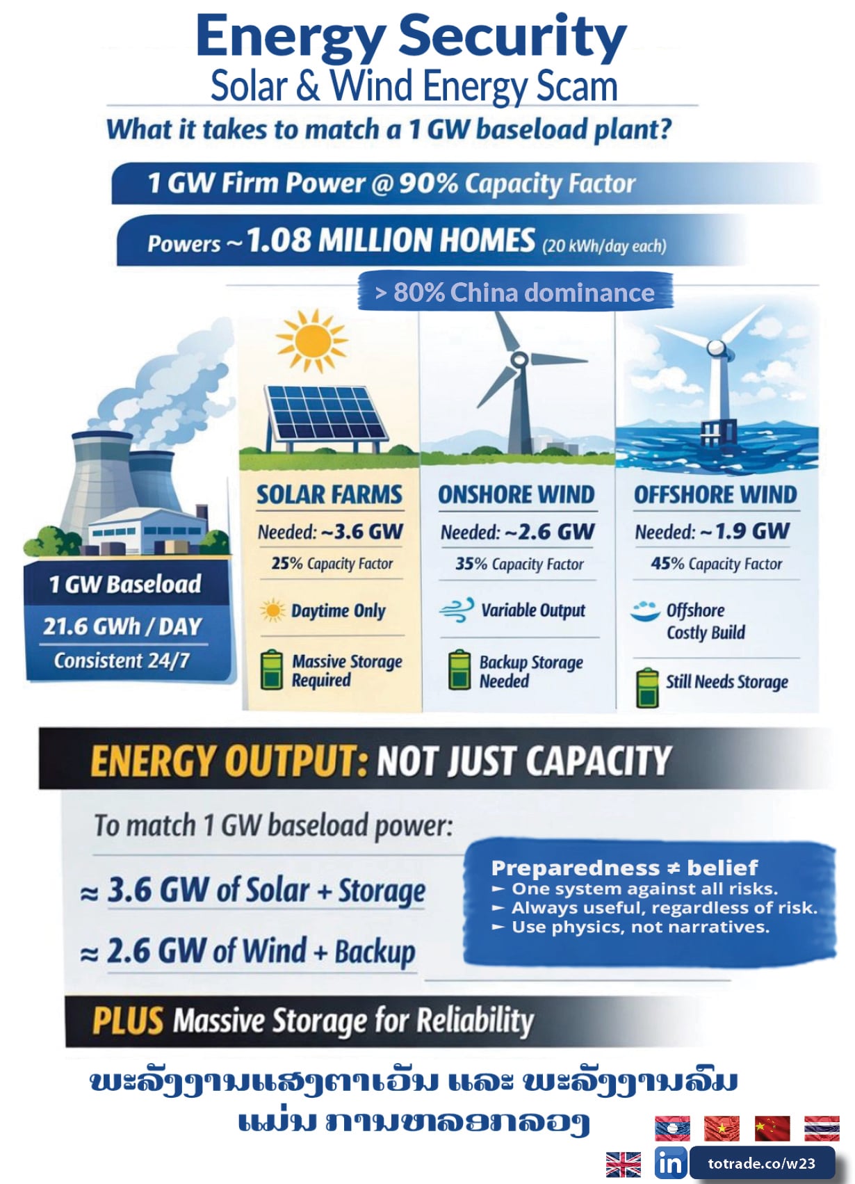 To Match 1 GW of Baseload Power, Solar Requires 3.6 GW Plus Massive Storage