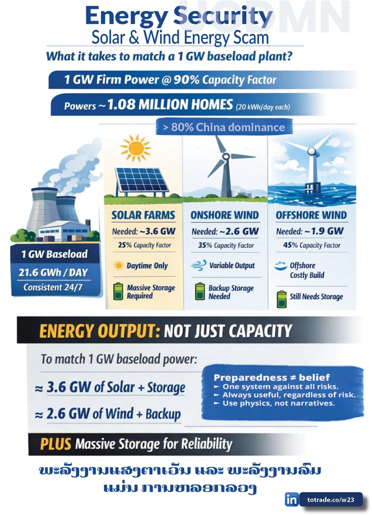 To Match 1 GW of Baseload Power, Solar Requires 3.6 GW Plus Massive Storage