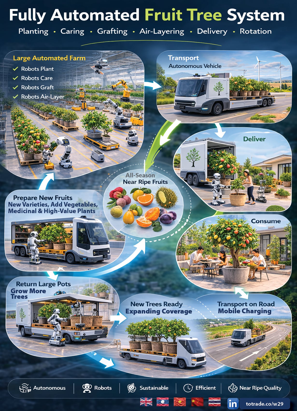 Robots Plant. Robots Graft. Robots Deliver. All-Season Near-Ripe Fruits to Every Door