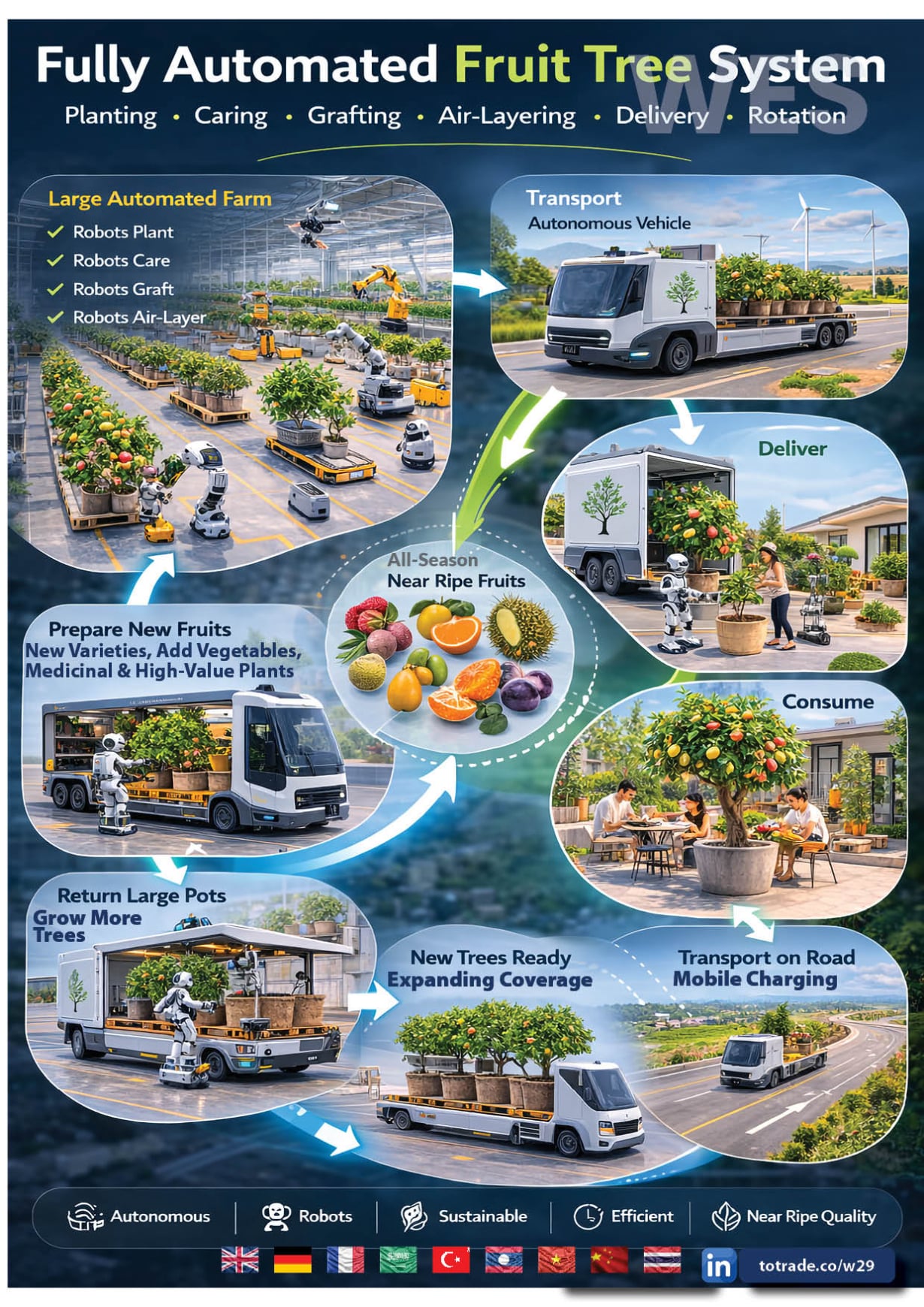 Robots Plant. Robots Graft. Robots Deliver. All-Season Near-Ripe Fruits to Every Door