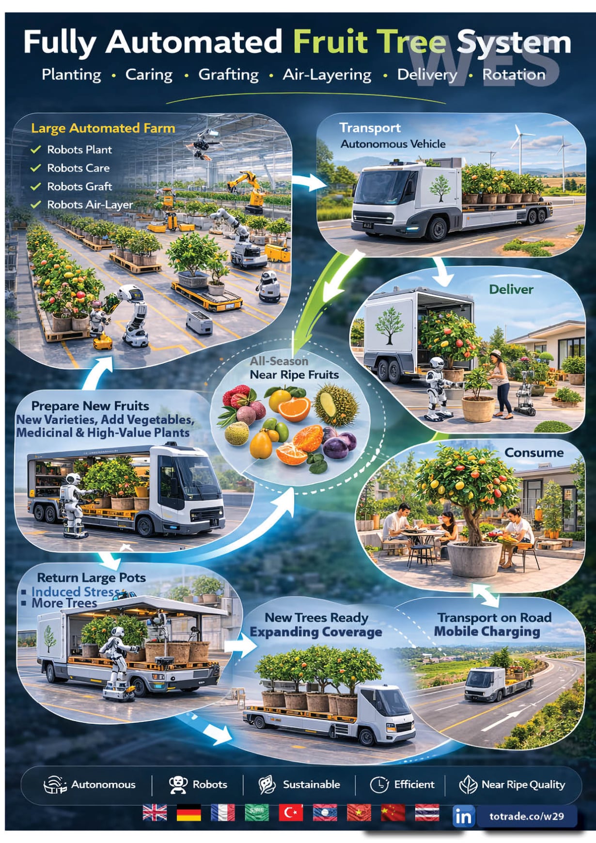 Robots Plant. Robots Graft. Robots Deliver. All-Season Near-Ripe Fruits to Every Door