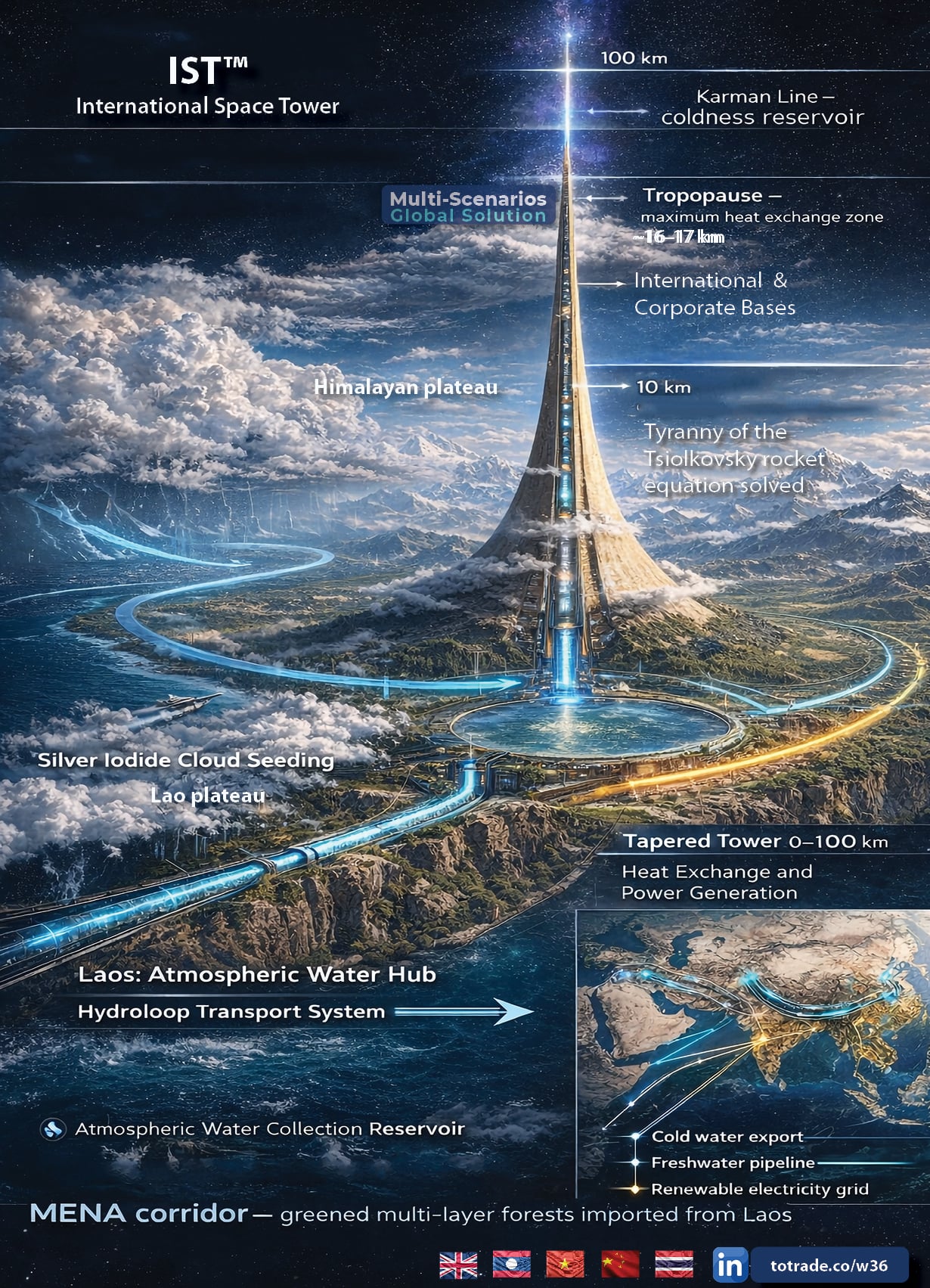 MENA to Laos to Space: FEWS™ trade, Water Export, Hydroloop, Renewable Grid — One Corridor