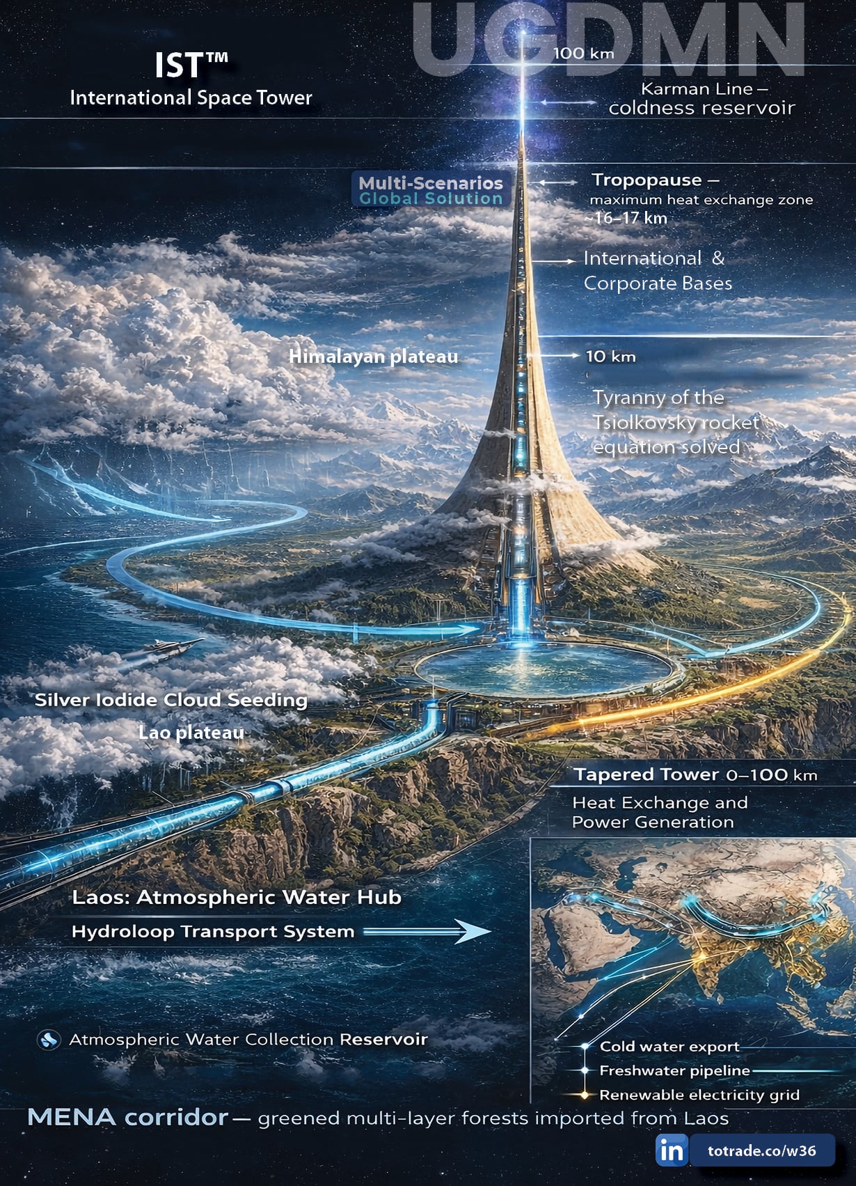 MENA to Laos to Space: FEWS™ trade, Water Export, Hydroloop, Renewable Grid — One Corridor