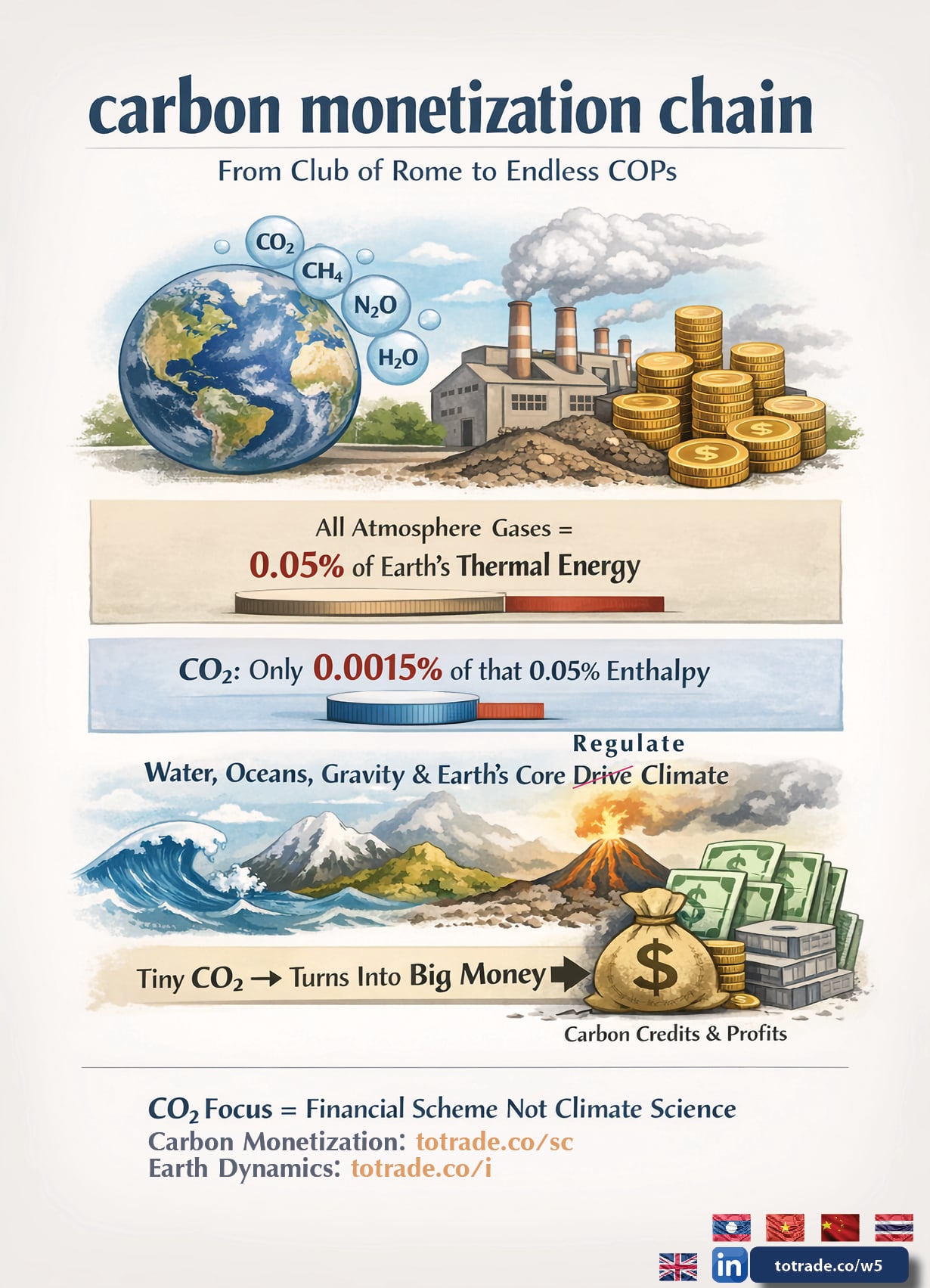 CO₂ Is 0.0015% of Earth's Thermal Enthalpy. The Rest Is Finance