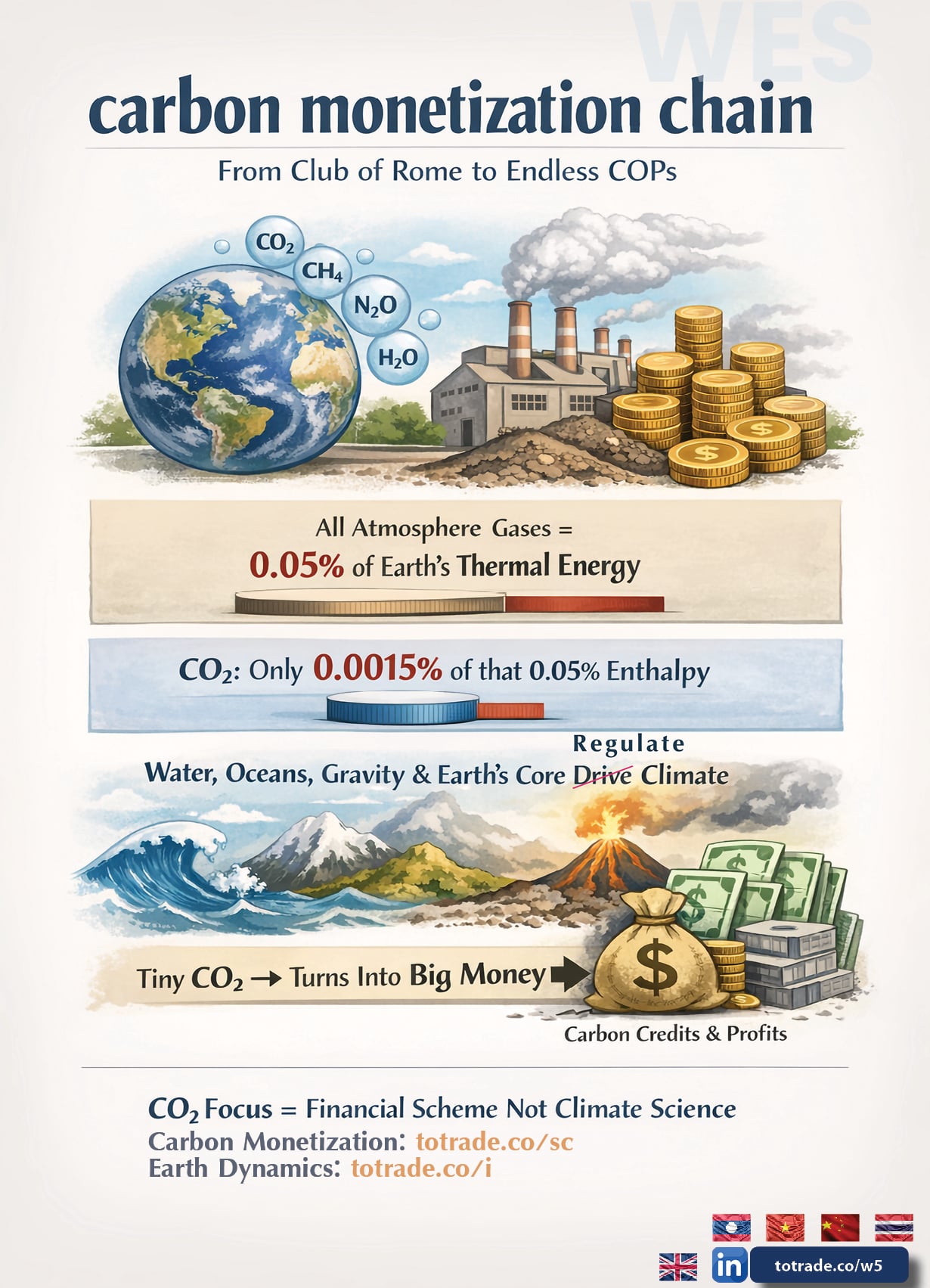 CO₂ Is 0.0015% of Earth's Thermal Enthalpy. The Rest Is Finance