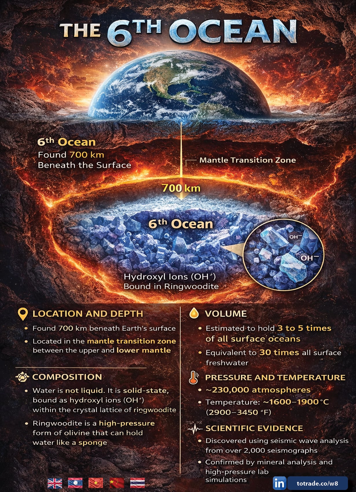 700 km Below Us Sits a Water Reserve 3 to 5 Times All Surface Oceans